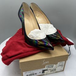 Christian Louboutin Size 38 Women 7 Pigalle Follies Pumps Patent Stellar Oil