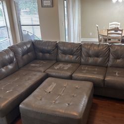 Leather Sectional With Ottoman 