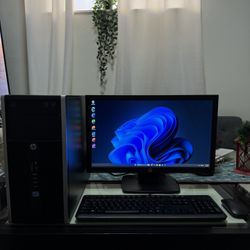 HP Complete Computer Desktop Setup Windows 11 Pro Intel I5 and HP Monitor