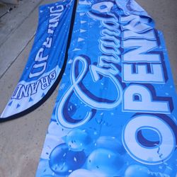 Grand Opening Banner And Road Sign