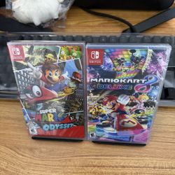 NEW SEALED Super Mario Odyssey + Mario Kart 8 Deluxe for Nintendo Switch