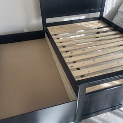 Full Bed Frame With Pull Out Twin Trundle Bed