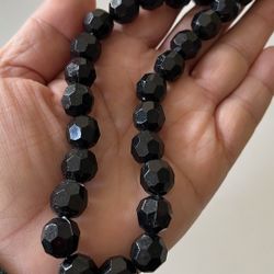 Black resin beaded necklace