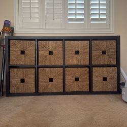 IKEA Kallax Shelf + 10 Woven Storage Baskets – Complete Set”
