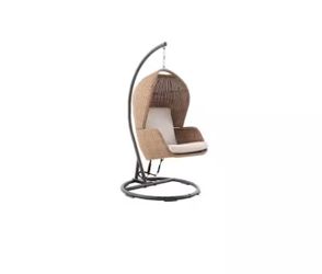 StyleWell Melrose Park Closed Weave Wicker Egg-Shaped Patio Swing with Biscuit Cushions