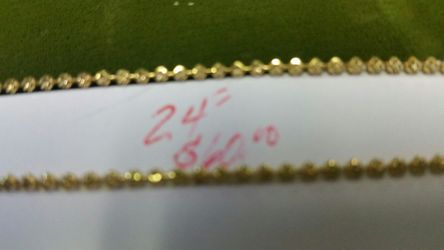 .925 gold over sterling silver 24 inch beaded chain