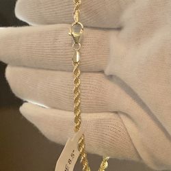 3.5mm 10k Real ahold Rope bracelet 8.5 Inch