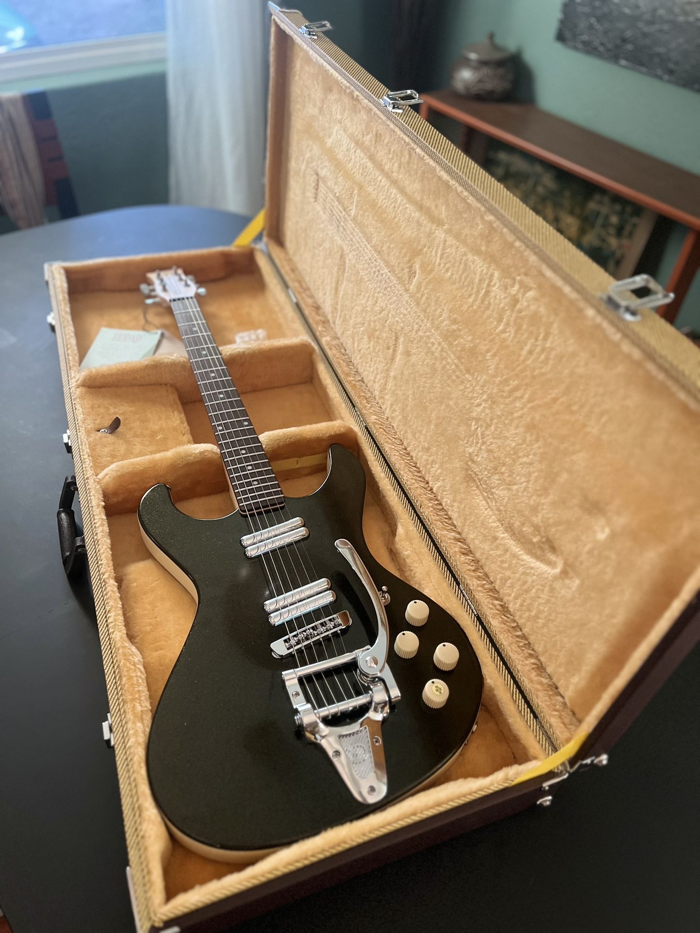 Rare 1999 Danelectro Hodad Surf Electric Guitar with Bigsby style tremolo and original case