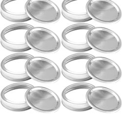 24 Pack Regular Mouth Canning Lids, Lids and Rings for Mason Jars, Split-Type Lids Leak Proof and Secure Canning Jar Caps (Silver 70MM)