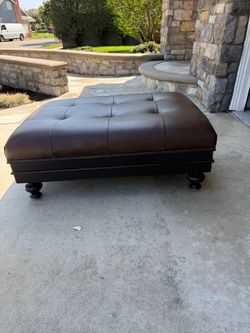 All leather ottoman
