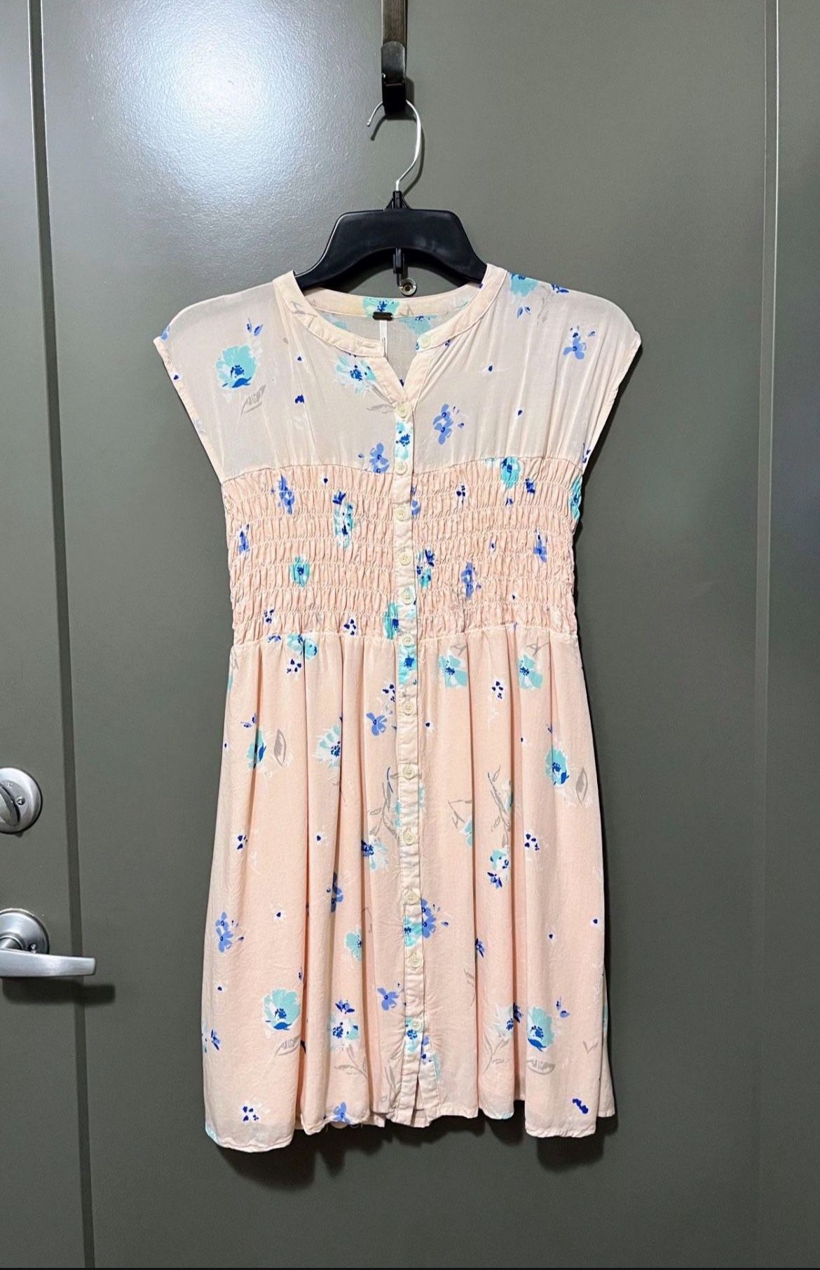 Price Just Dropped: Free People Greatest Day Smocked Mini Dress in Pink/Blue Size XS