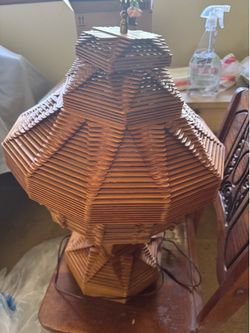 vintage handcrafted folk art lamp