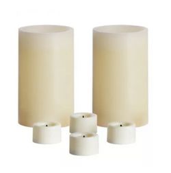 MadeByDesign 6pc Vanilla Scented LED Pillar Tealight Candles Set + 12 LED Lights