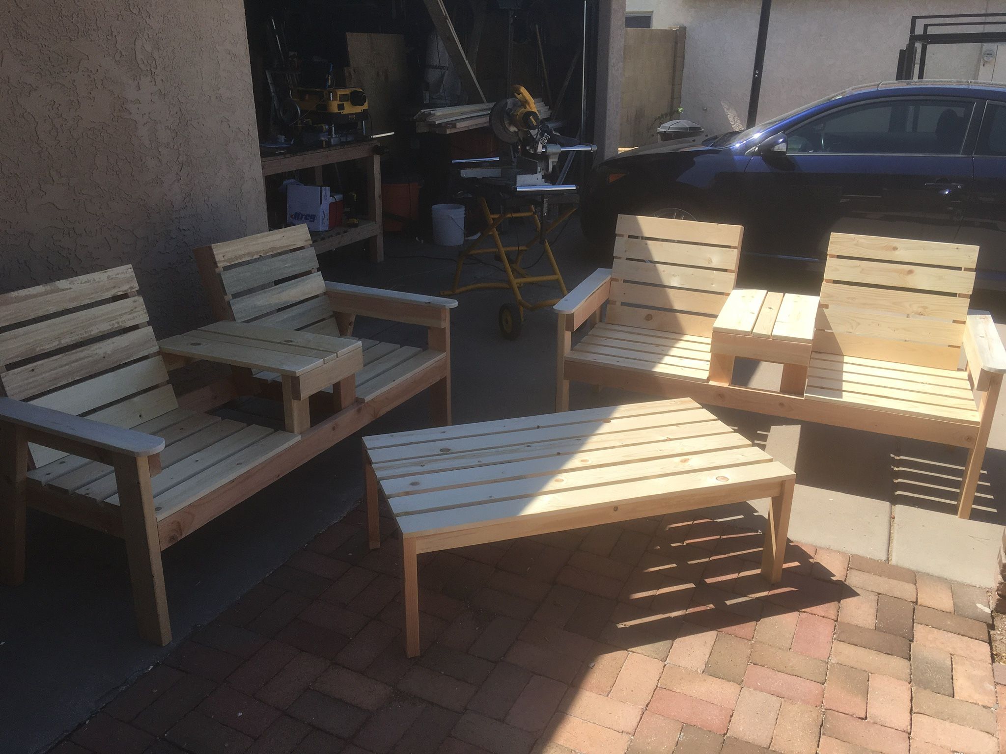 2 seater with table hand made out door patio furniture bench custom