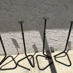 4 Black Wrought Iron Speaker Stands 