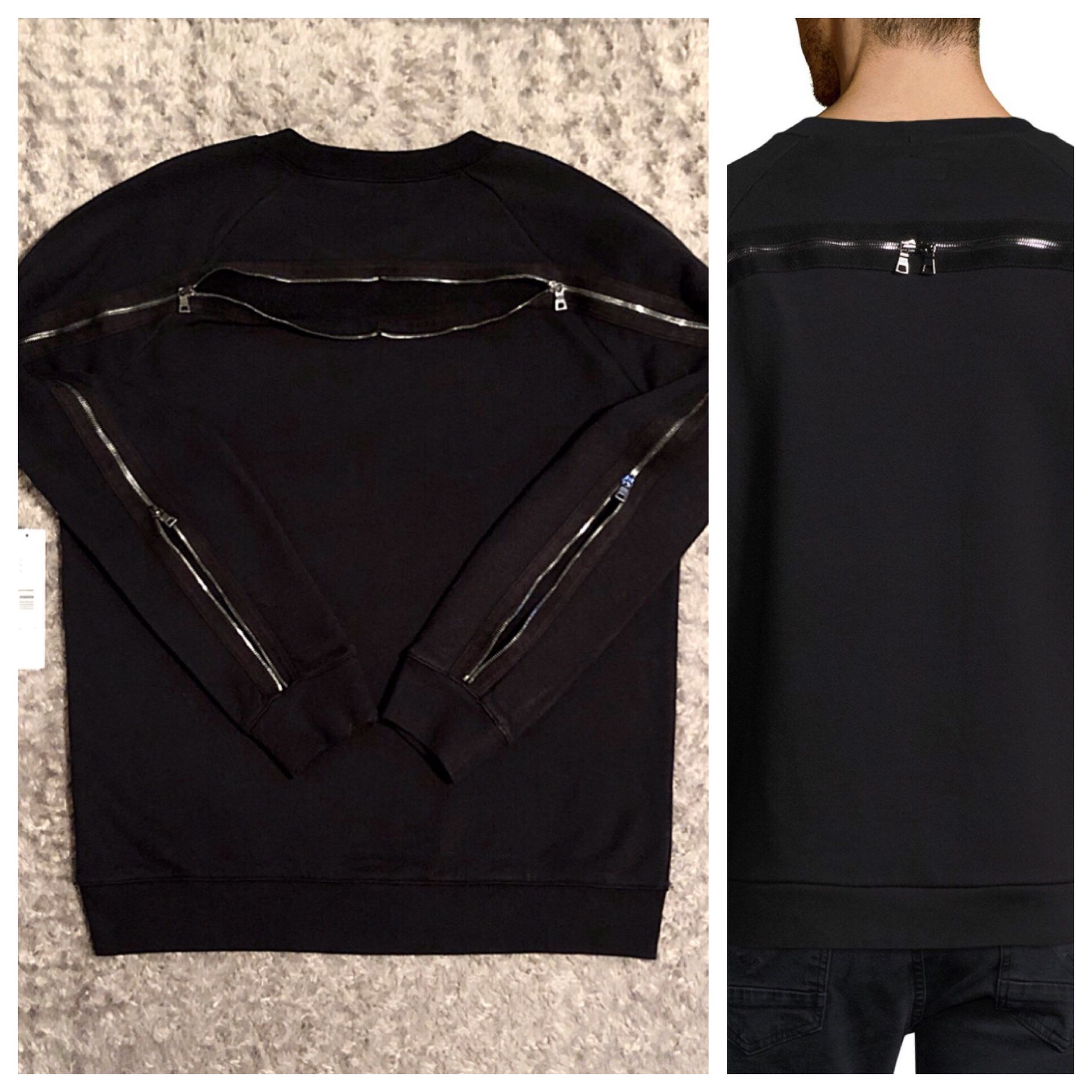 Mens Hudson Sweatshirt paid $225 size XL Classic Pullover Sweatshirt with 2 fully functional zippers that open and closes from one into the other. Ve