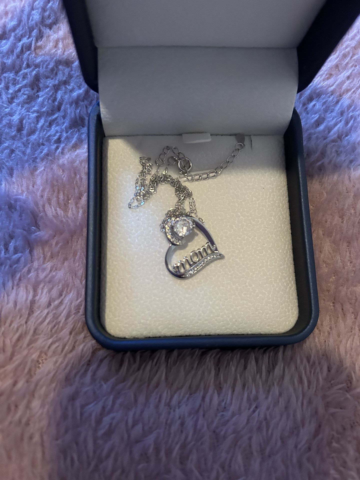 Silver Heart Shaped Mothers Day Necklace