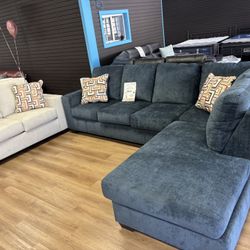 2 Pc Sectional Gray Blue 
