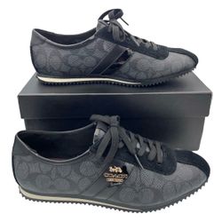Coach Ivy signature pebble black smoke sneakers women’s Size 8M