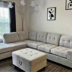 Sectional Sofa With Storage Ottoman Set New Livingroom