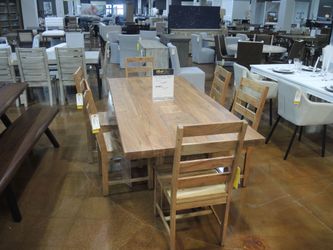 India Resources Greenwich 7pc Dining Table Set - Natural Light Brown Wood