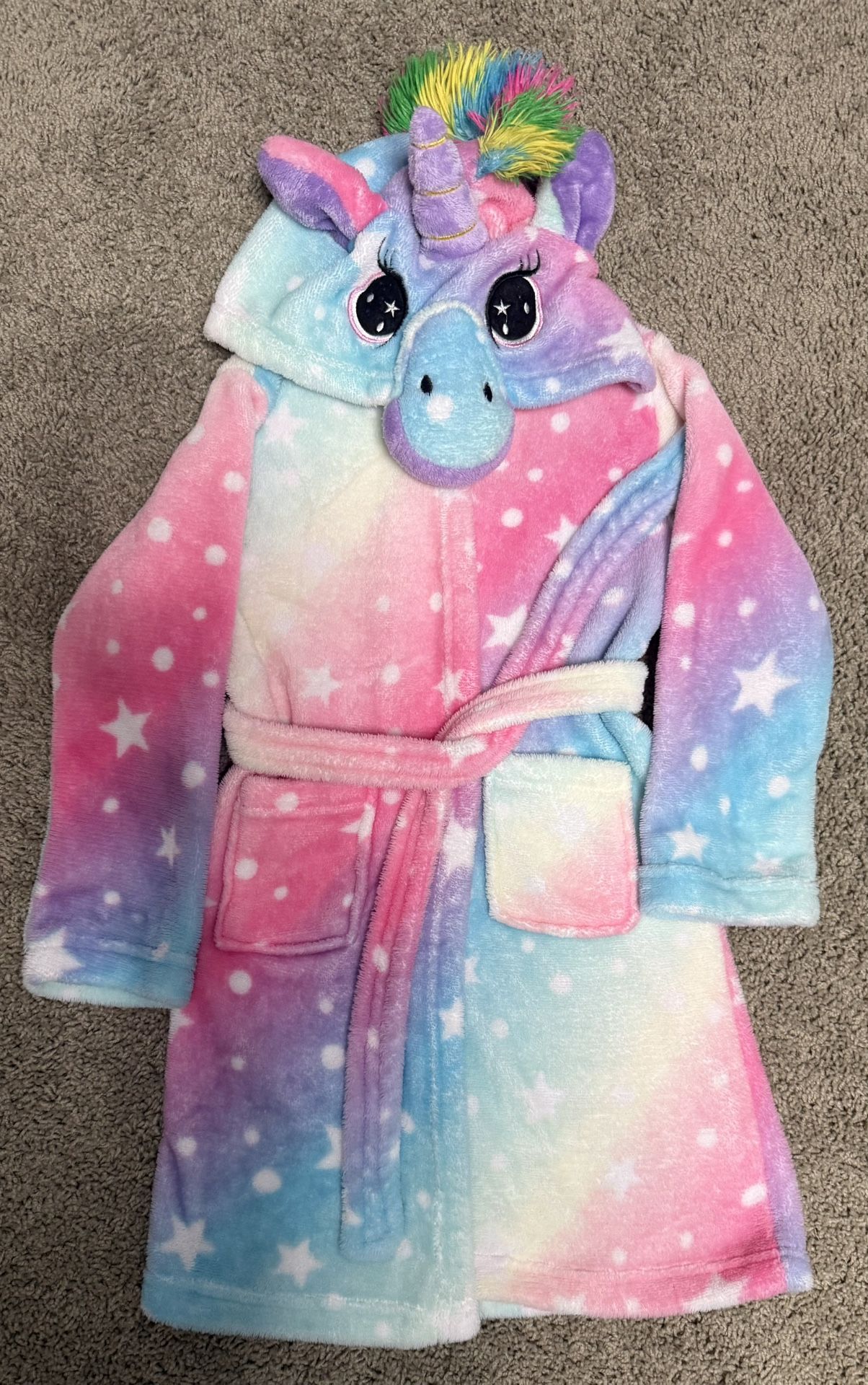 Unicorn Hooded Bathrobe Rainbow Star