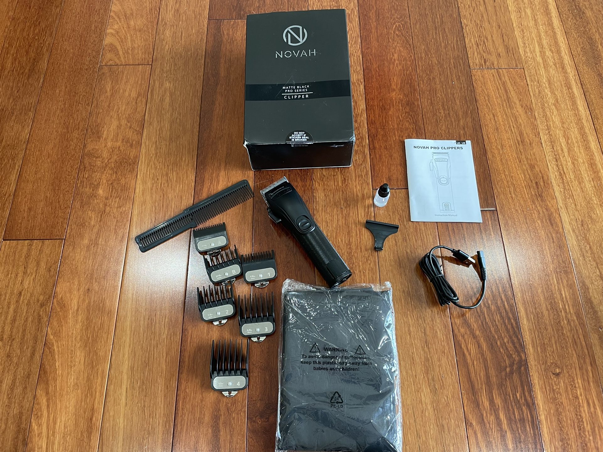 Novah Pro Series Hair Trimmer & Clipper Kit Men Cordless Barber Matte Black