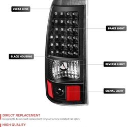 DNA MOTORING TL-CSIL03-LED-BK-CL LED Tail Light Assembly Driver & Passenger Side [Compatible with 03-06 Silverado / 07 Sierra