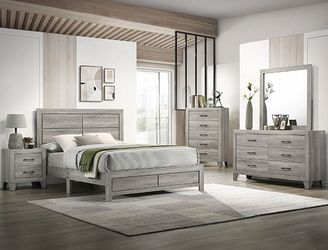 Bedroom set 4 pc Light Grey finish, New Especial price 