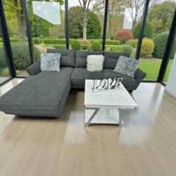 Boucle Gray Sectional Sofa Firm Seating new Cluch Occasional