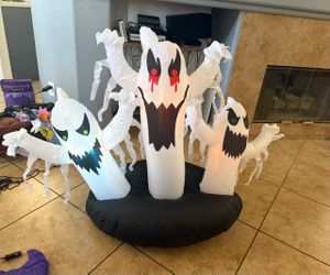 Trunk or Treat Halloween Inflatable Ghost Trio Decoration