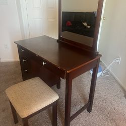 vintage vanity with a mirror and chair. Used for about 2 years. Located in Las Vegas Southwest (By Ikea -89148). Cash or Zelle only. No delivery.