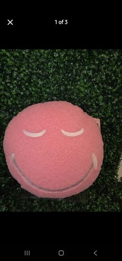 Pink Round Smiley Decor Pillow 