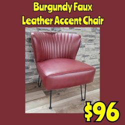 New Burgundy Faux Leather Accent Chair: Njft