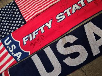 3 United States Soccer scarves lot.. 1 with autographs... yes they're available