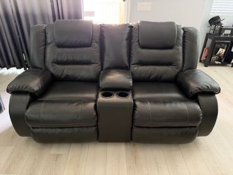 Black Leather Couch Set