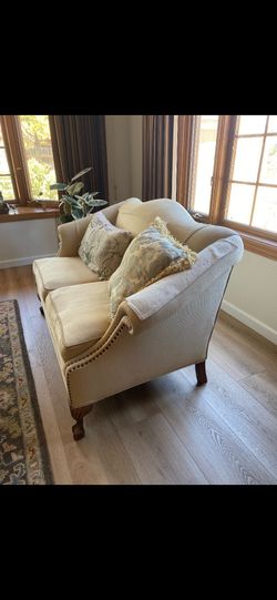 1920s Antique Clawfoot Camelback Loveseat