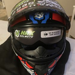 HAX Obsidian Full Face Dual Visor Adult Motorcycle Helmet DOT Approved size M
