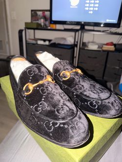 gucci jordaan horsebit gg velvet loafer