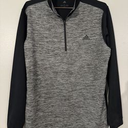 adidas Golf Jacket Mens Quarter Zip Pullover UV Protection Black Gray Size Large