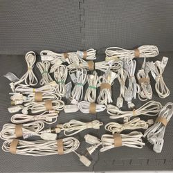 Lot of 40 Indoor Extension Cords and Travel Adapters