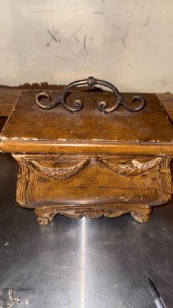 Decorative Wooden Box with Metal Handle