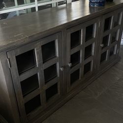 Wood And Glass Console Table With Storage
