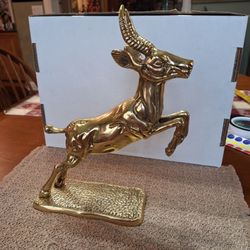 Brass Leaping Gazelle Antelope Figurine