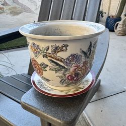 Vintage / Antique Porcelain Plant Pot & Saucer / Plate 