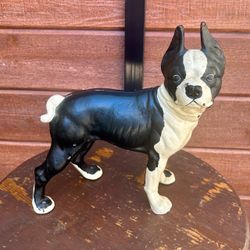 Vintage Cast Iron Boston Terrier/French Bulldog Door Stop —Hubley Manufacturing Co. — Height 9.5"