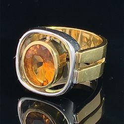 Solid 18kt Gold Two Tone Ring With Citrine 