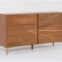 Wood Dresser With Gold Accent