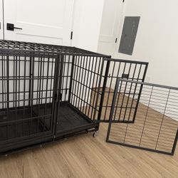 Large Metal Dog Kennel on Wheels 
