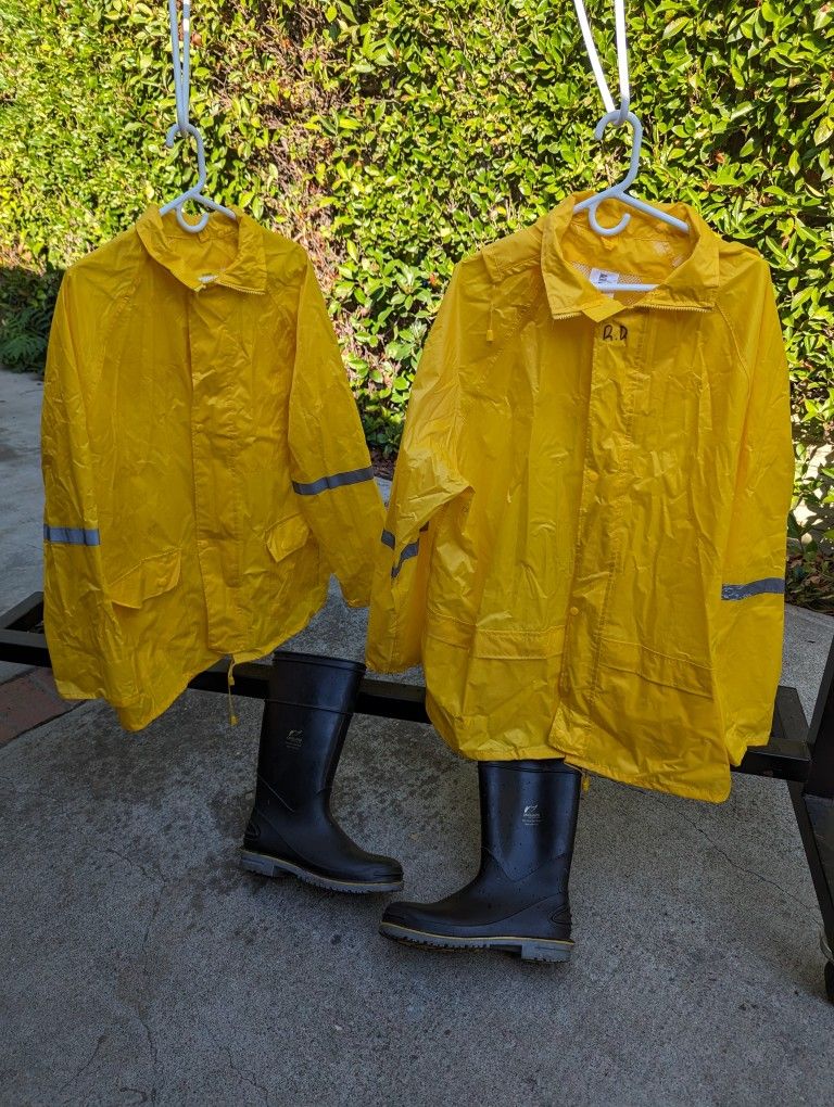 Rain Jackets And Pair Of Boots